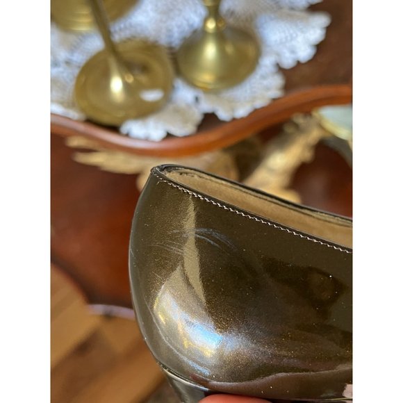 Vintage 90s Ferragamo Vara Bow Patent Leather Dark Brown 8 AA 338 DB 43048 - Picture 7 of 8